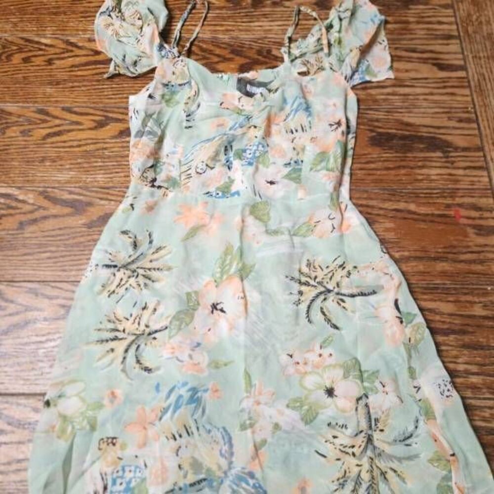 Reformation Stefano green tropical Dress sz 4